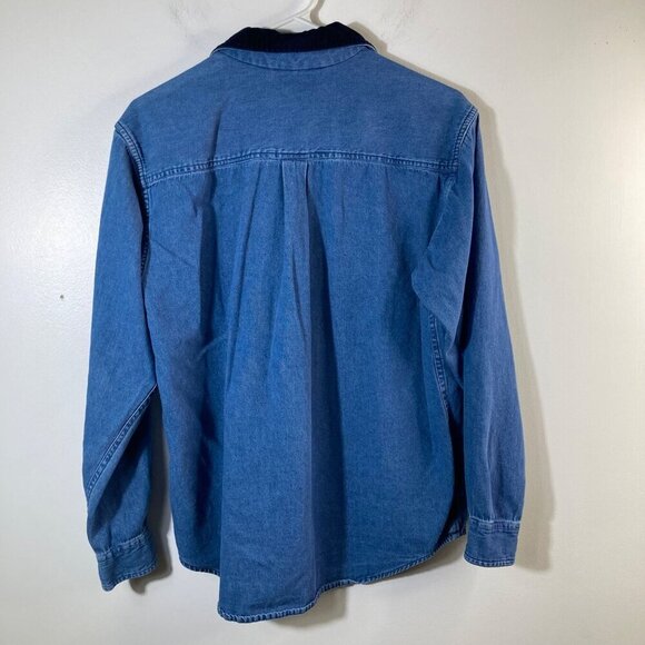 Womens Vintage Casey & Max Denim Christmas Embroidered Button Shirt Blue S - Picture 2 of 8